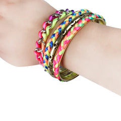 4Pcs Colorful Woven Burnished Gold Bracelets Set