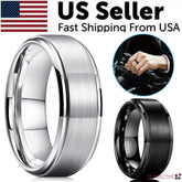 Tungsten Carbide Wedding Band Ring Brushed Silver Mens Jewelry Size 5-17