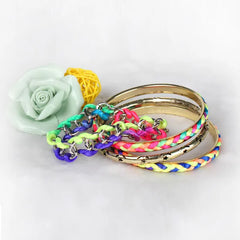 4Pcs Colorful Woven Burnished Gold Bracelets Set