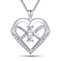 Emma Manor 14K White Gold Plated Infinity Heart Necklace – 5A Cubic Zirconia