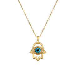 Evil Eye Hamsa Hand Necklace For Women, Protection Amulet Pendant With Titanium Steel